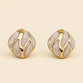گوشواره میناکاری موج طلایی کد M57