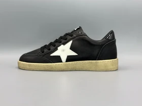 کتانی گلدن گوس بال استار چرم مشکی سفید مشکی/Golden Goose Ball star