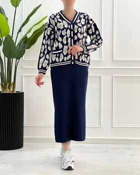 سارافون جلودکمه طرح‌دار بافت