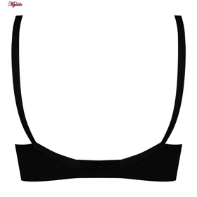 سوتین زنانه راه راه مدل بدون فنر کاپ اسفنجی مشکی کد 4857