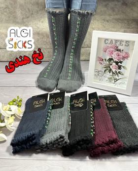 جوراب زنانه ساق‌دار طرح برجسته ماه گل