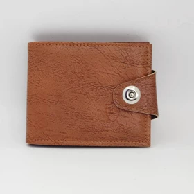 کیف جیبی دکمه دار چرم صنعتی (فوم) دور دوخت (عسلی)