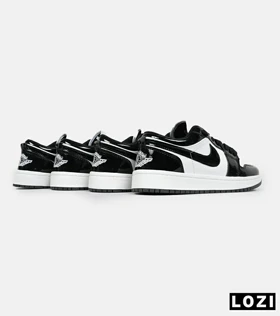 کفش کتانی مردانه و زنانه مشکی سفید ورنی NIKE jordan 1