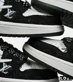 کفش کتانی مردانه و زنانه مشکی سفید NIKE LOUIS VUITTON x travis scott