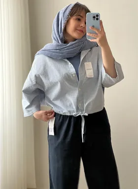 کراپ کت لینن ( راه راه) کد A40