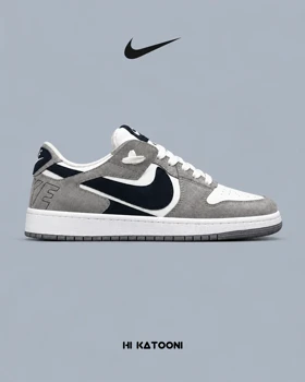 کتانی نایک Air Jordan 1 سفید طوسی مشکی مدل 9697 استایل خیابانی