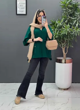 مانتو کمرگت دکمه مخفی
