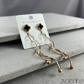 گوشواره زنانه مدل ونکلیف رزگلد مشکی 20370