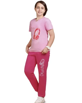 ست راحتی نیم آستین دخترانه music day سیلکا