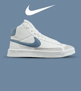 کفش کتانی ساق‌دار مردانه و زنانه سفید آبی Nike Blazer Low 77 مدل 7451