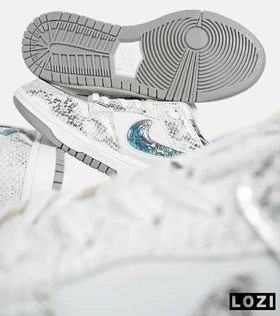 کفش کتانی مردانه و زنانه سفید آبی NIKE dunk low steam puppet مدل 7223