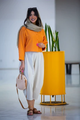 مانتو پیراهنی کراپ خطی