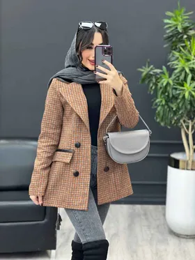 پالتو کتی یقه چرم