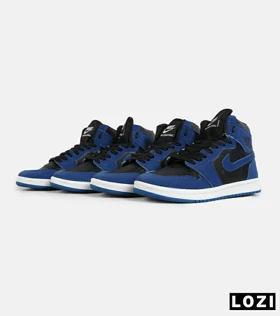 کفش کتانی مردانه و زنانه ساق‌دار مشکی آبی NIKE jordan 1