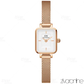 ساعت دنیل ولینگتون زنانه حصیری مستطیلی رزگلد صفحه سفید 105514