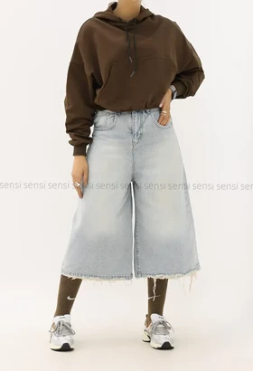 شلوارک جین واید قد 80کد1004174