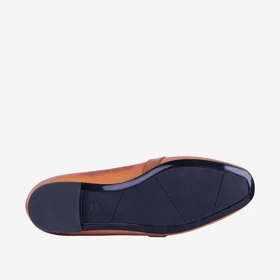 کفش تخت چرم زنانه عسلی مدل sh111