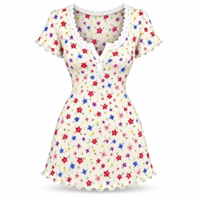پیراهن فانتزی یقه گیپوری کد 77196