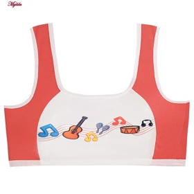 ست شورت و نیم‌تنه طرح موزیک مدل پددار گلبهی کد 5164-3