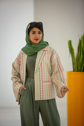 مانتو کت کنفی طرحدار آستین کلوش