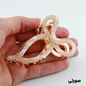 کلیپس دخترانه فلزی مدل پاپیونی آبرنگی (صورتی)