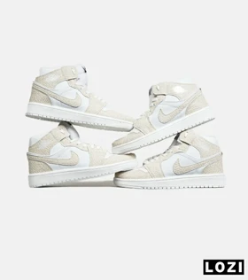 کفش کتانی ساق‌دار مردانه و زنانه سفید کرم NIKE jordan 1