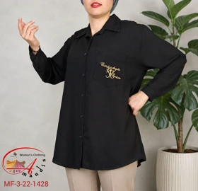 شومیز مانتویی مشکی(MF-3-22-1428)
