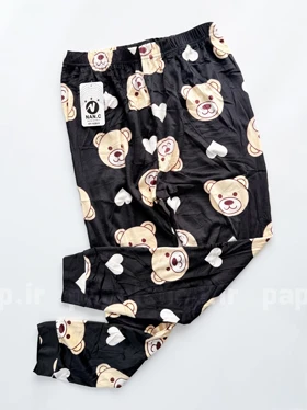 شلوار مخمل استیکردار طرح قلب و خرس