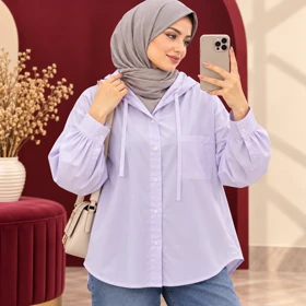 شومیز کلاهدار وارداتی آوینا کد 6063 (یاسی)