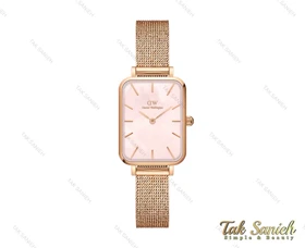 ساعت دنیل ولینگتون زنانه مستطیلی رزگلد صفحه صورتی DW-4053-L