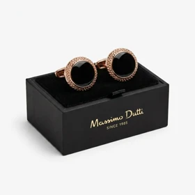 دکمه سردست لاکچری طرح اونیکس دور تراش برند Massimo Dutti (کوپر گلد)