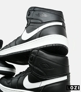 کتانی ساق‌دار زنانه و مردانه مشکی سفید Nike air jordan 1