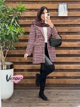 پالتو چهارخونه یقه انگلیسی