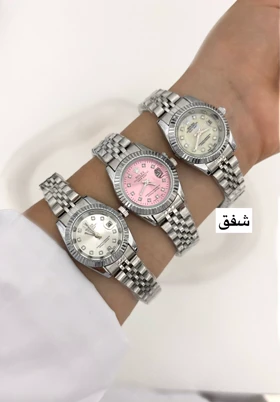 ساعت رولکس زنانه صفحه سفید و صورتی774