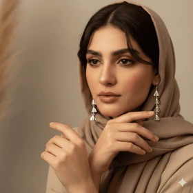 گوشواره آویز بلند طرح بادبزنی زنانه (چند طبقه) – آبکاری نقره