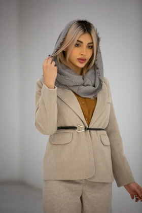 کت موهر جیب نما کمربند گره‌ای