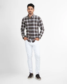 ام کی کالکشن پیراهن آستین بلند mk-5794-brown