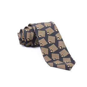 ست کراوات و پوشت جیبی مشکی و طلایی 9897