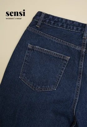 شلوار جین فول بگ آبی تیره کد1000598