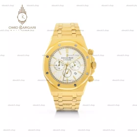 ساعت مچی اودمار پیگه کورنوگراف بند طلایی صفحه سفید Audemars Piguet