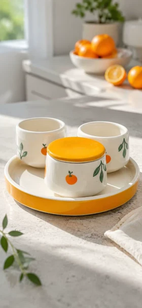 چای خوری دو نفره سرامیک پرتقال