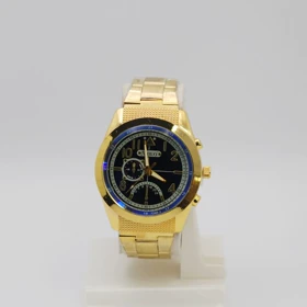 ساعت مچی مردانه نانسی Nanxi با موتور کوارتز و سبک 3موتوره (بند طلایی صفحه مشکی)