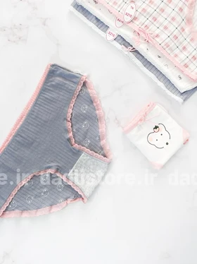 شورت اسلیپ نخ پنبه عروسکی سفید بنفش آبی طرح خرس