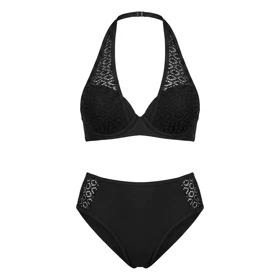 بیکینی دوتکه Cupshe مدل Crochet Halter – رنگ مشکی با جزئیات بافت ظریف (گیپور)