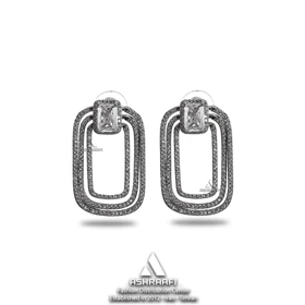 گوشواره مستطیلی نگین‌دار Diamond Earrings S01