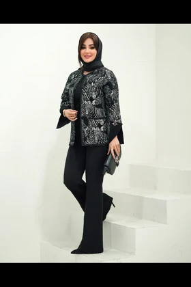 کت ژاکارد آستین برگردون