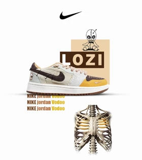 کفش کتانی مردانه و زنانه قهوه ای طوسی خردلی NIKE jordan Vodoo