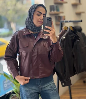 بامبر جکت چرم آستر دار_4312 (زرشکی)