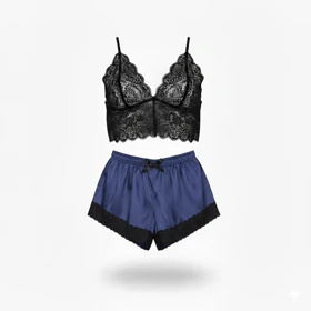 ست نیم‌تنه گیپور و شلوارک مدل 120