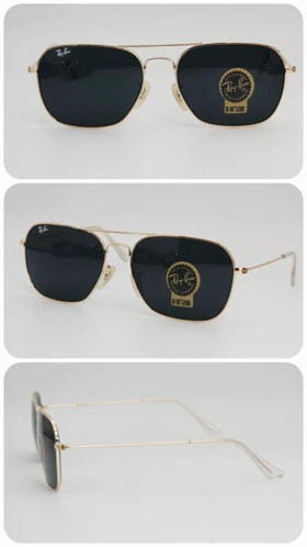 عینک آفتابی مردانه و زنانه ریبن Rayban Rb3136 ضد اشعه UV400 (فریم طلایی ، عدسی‌ها مشکی)